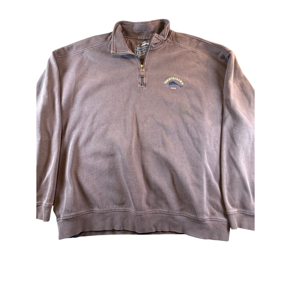 Tommy Bahama Relax Mens XXL 1/4 Zip Sweatshirt Purple Cotton Marlin Pullover
